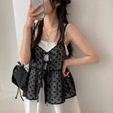 フラワーシースルーチュニックキャミソール