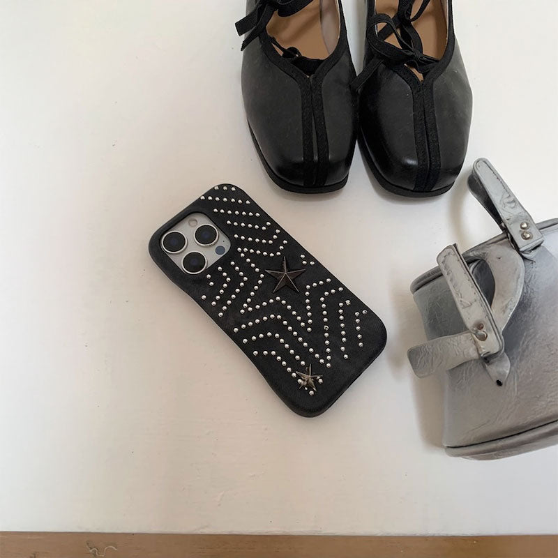 デニムスタッズスターiPhoneケース