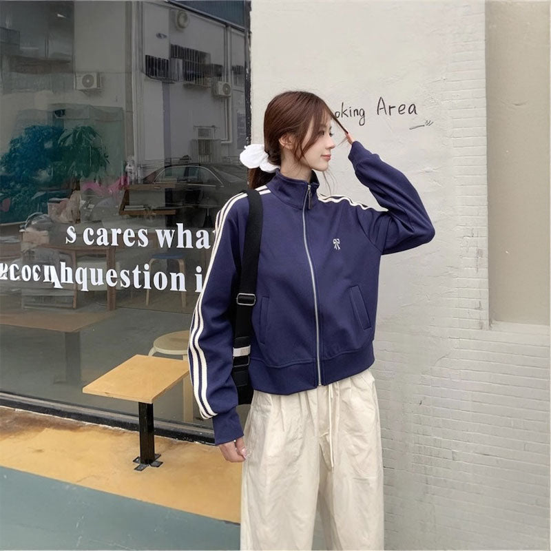 リボン刺繍トラックブルゾン