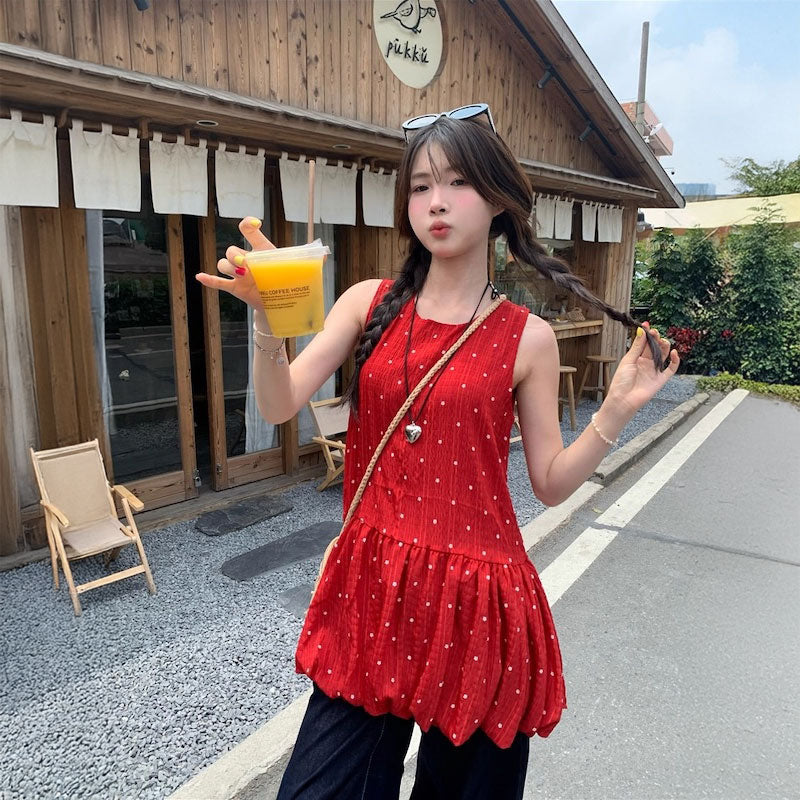 ドットバルーンノースリーブチュニック