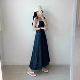 サイドボタンデニムマキシワンピース