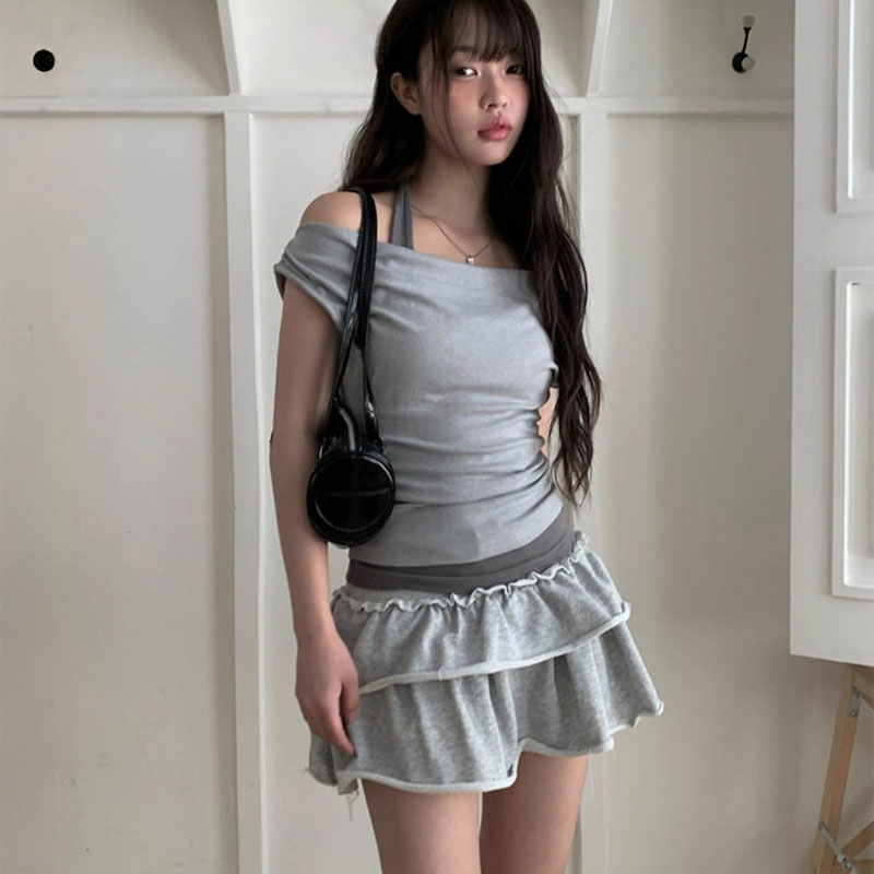 ネックストラップオフショルダートップス