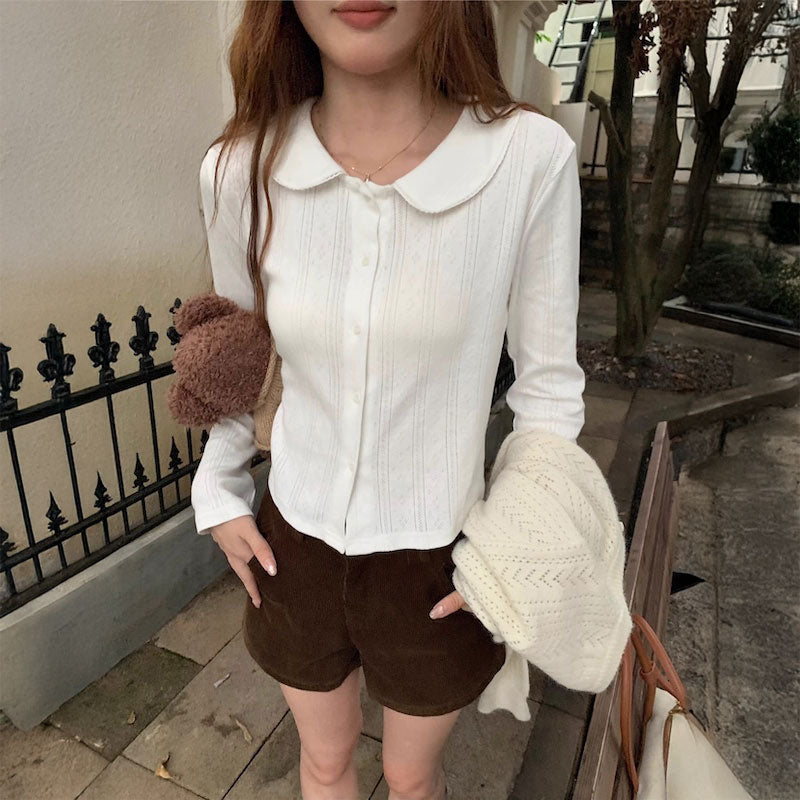 ラウンドカラーソフトブラウス