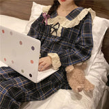 タータンチェックフリルルームウェア