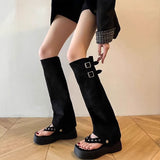 スウェードレッグウォーマーサンダル