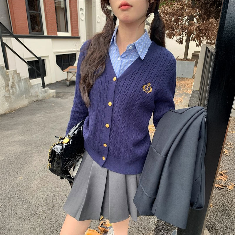 エンブレムケーブルカーディガン