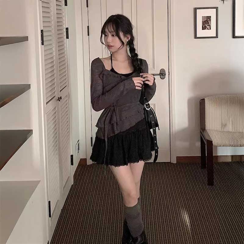 アシンメトリーカシュクールトップス