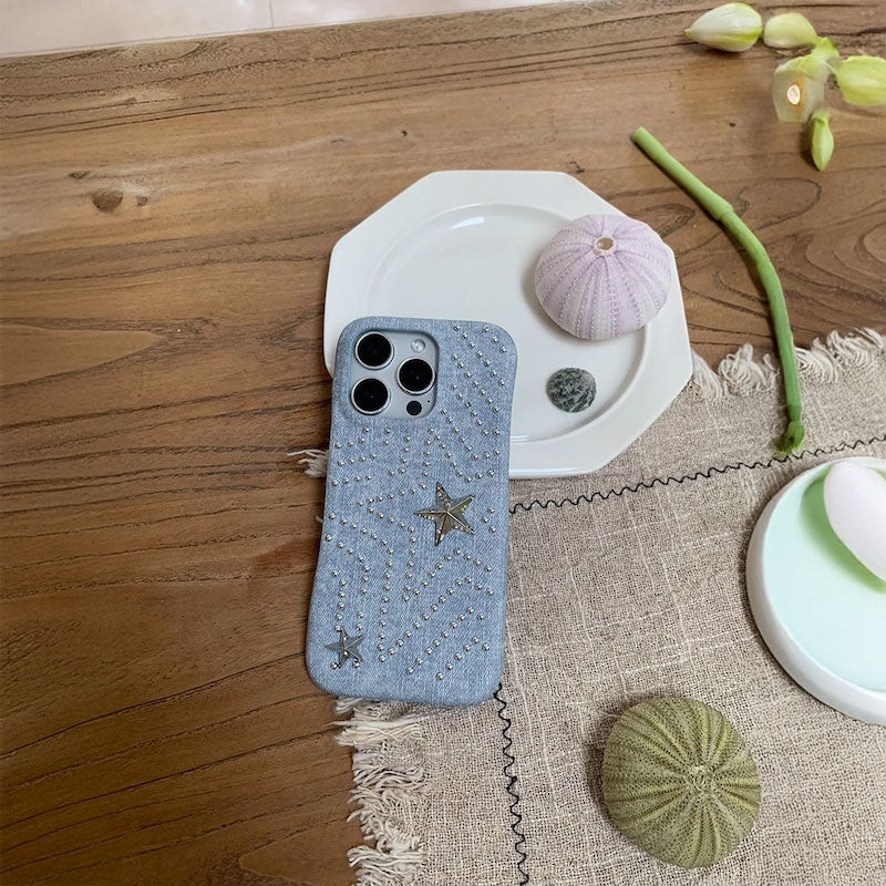 デニムスタッズスターiPhoneケース