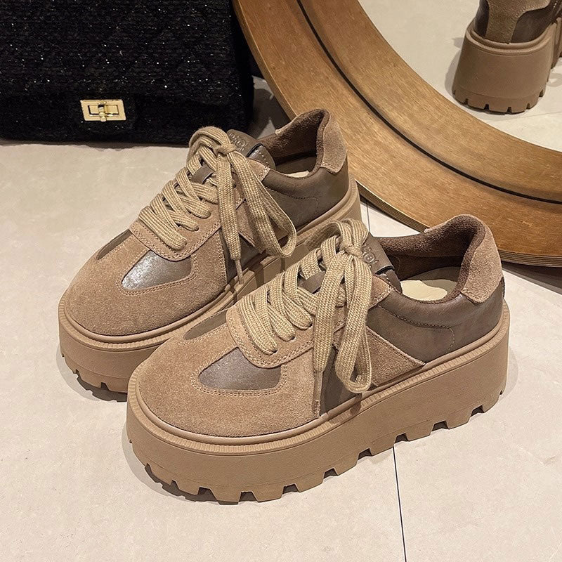 スウェードキャメルハイソールスニーカー