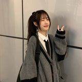 モノトーンルーズケーブルカーディガン