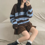 ブルーブラウンボーダーニット