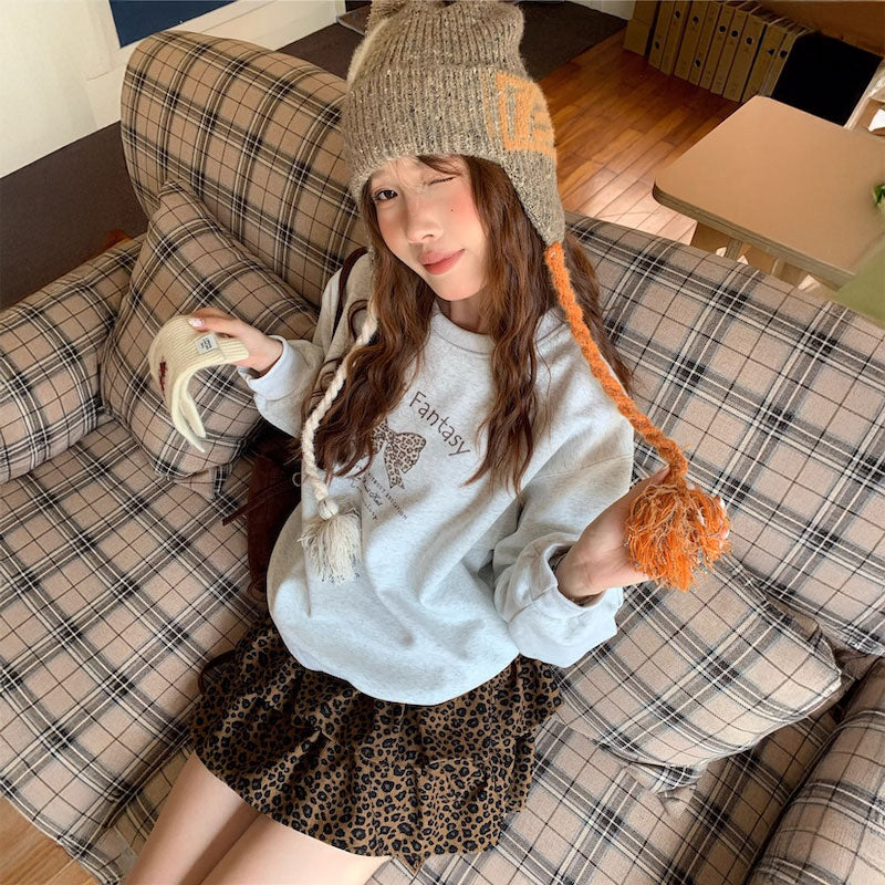 リボンレオパードスウェット