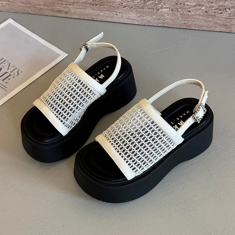 メッシュワイドハイソールサンダル