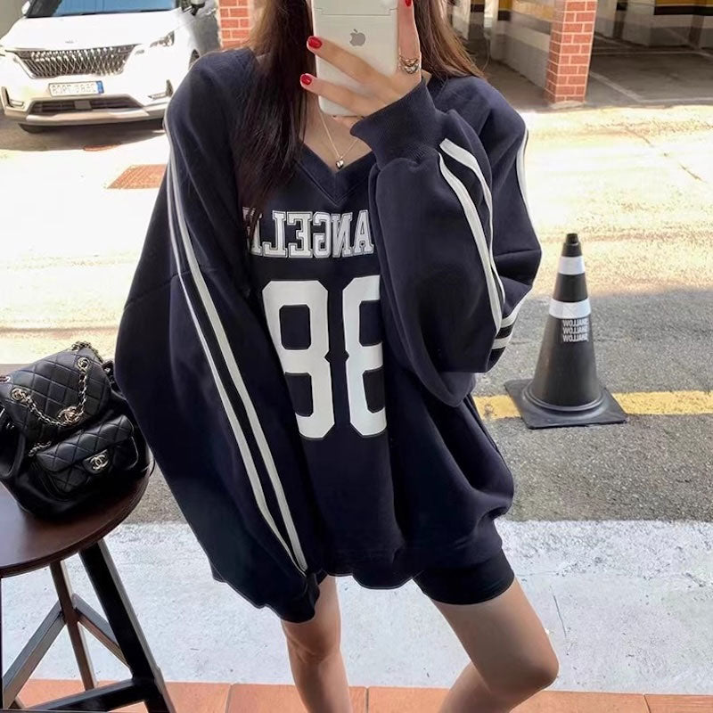 Vネックトラックナンバースウェット