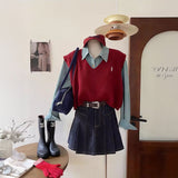 イージーベルトデニムプリーツスカート