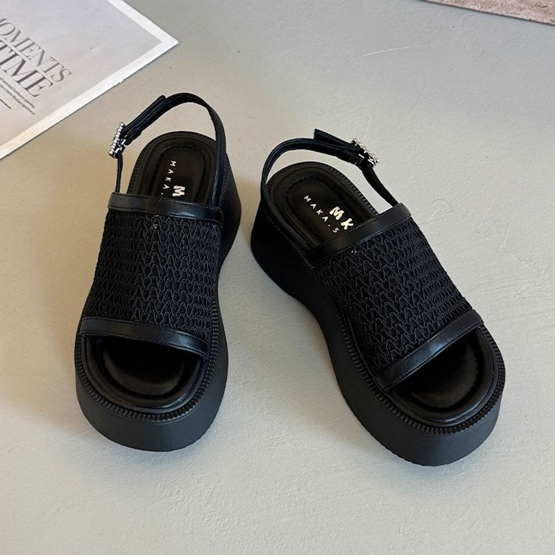 メッシュワイドハイソールサンダル