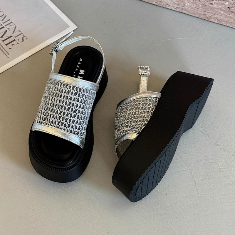 メッシュワイドハイソールサンダル