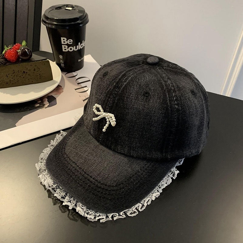 パールリボンデニムキャップ