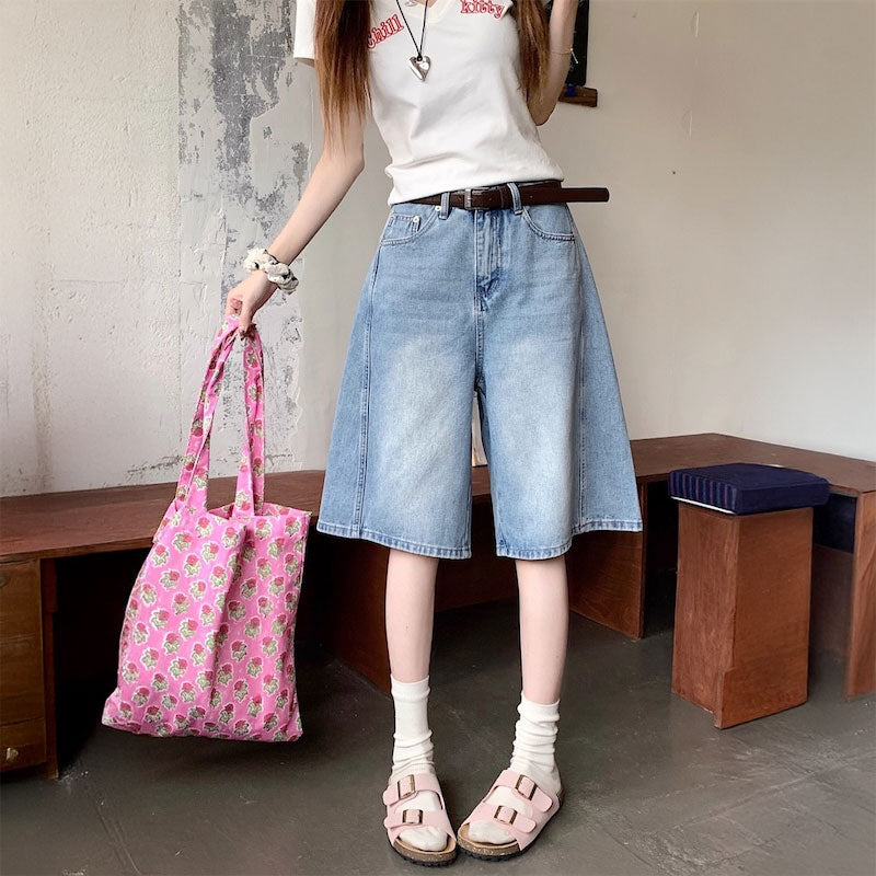 ワイドルーズクロップドデニム