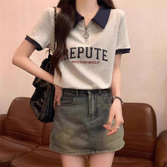 ハーフジップスウェットTシャツ