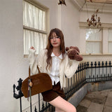 ラウンドカラーソフトブラウス