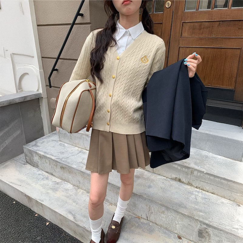 エンブレムケーブルカーディガン