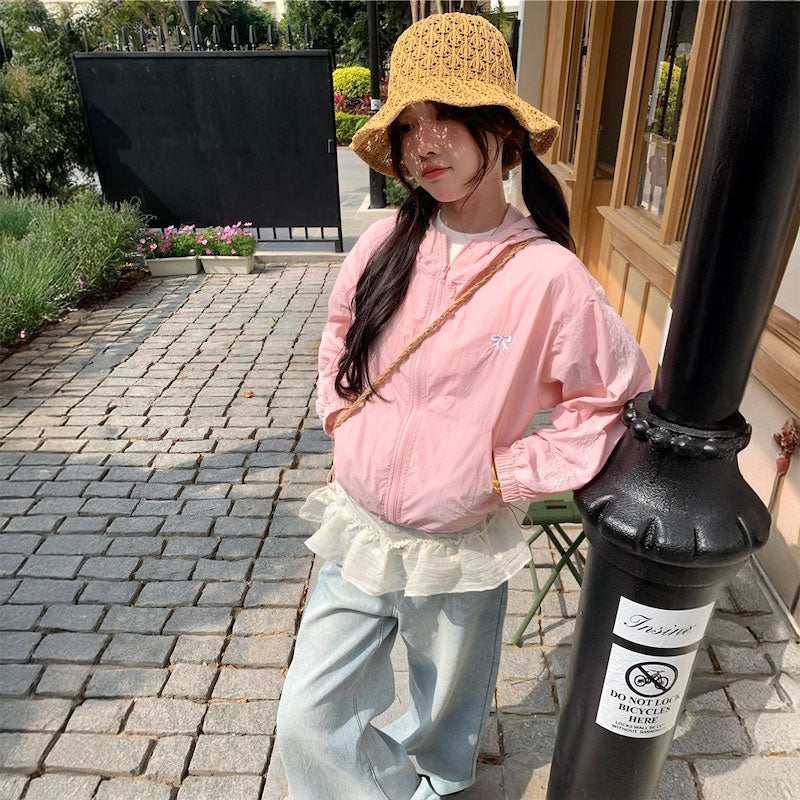 リボンレーストラックウィンドブレーカー