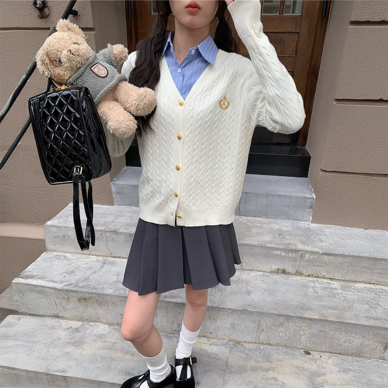 エンブレムケーブルカーディガン