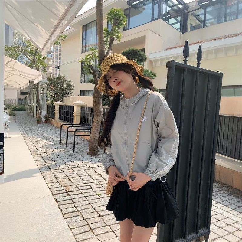 リボンレーストラックウィンドブレーカー