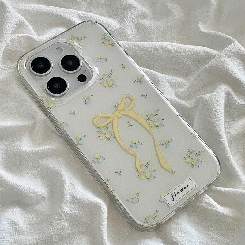 イエローミモザリボンiPhoneケース