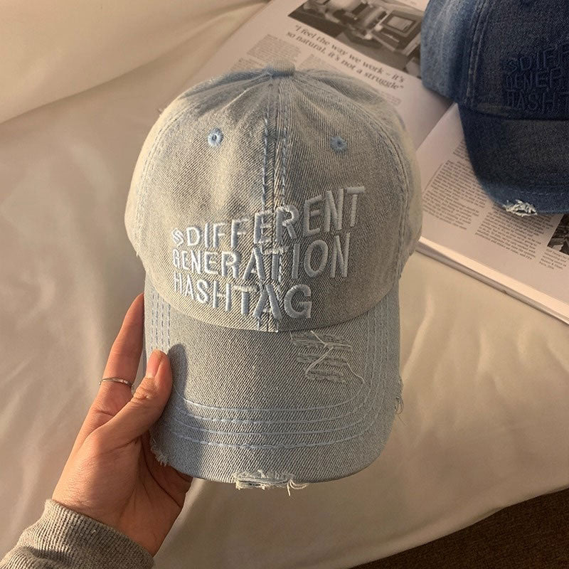 ダメージデニムロゴキャップ
