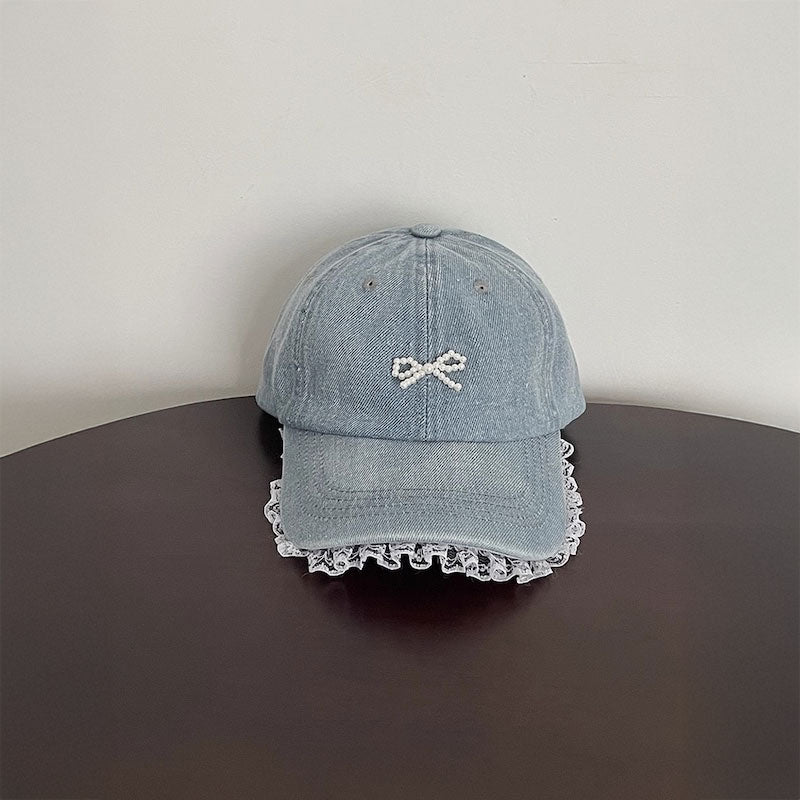パールリボンデニムキャップ