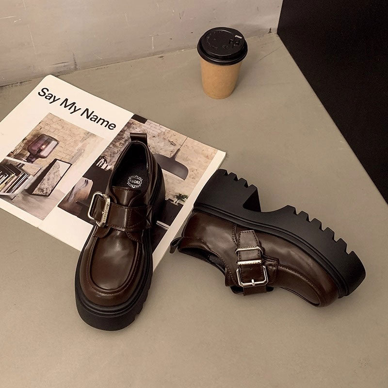 厚底サイドバックルクラシックローファー