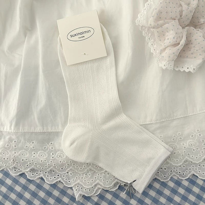 シルバーリボンチャームソックス