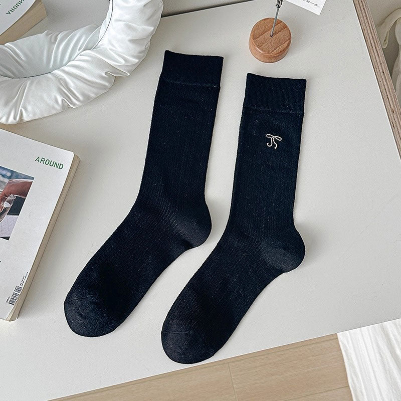 リボン刺繍ミドルソックス