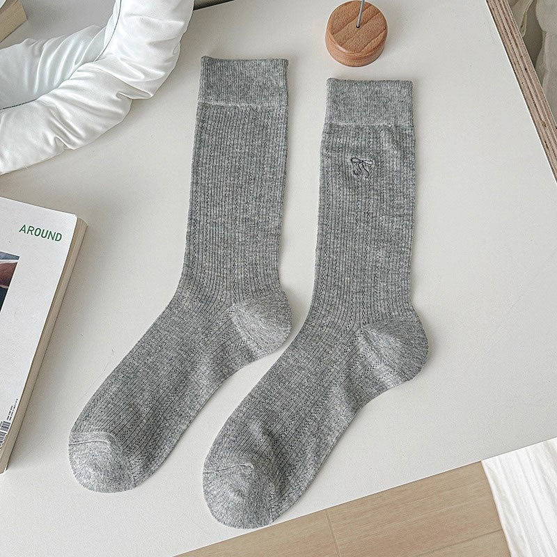 リボン刺繍ミドルソックス
