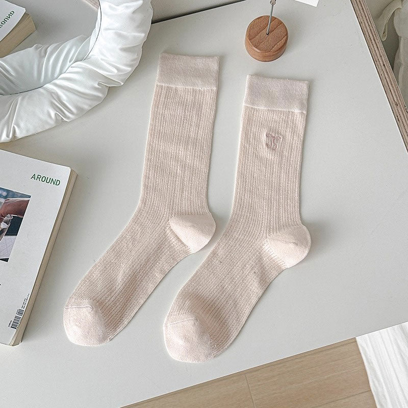 リボン刺繍ミドルソックス