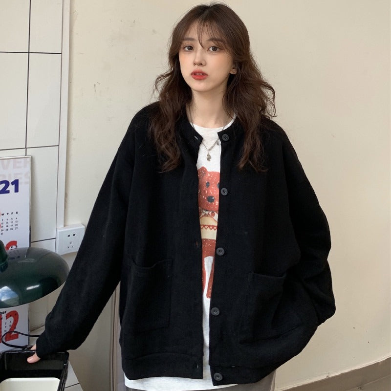 クルーネックハイゲージカーディガン