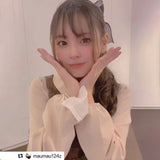 ロングパフブラウス&チェックワンピースSET