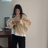 ハーフジップリブニット