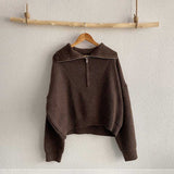 ハーフジップリブニット