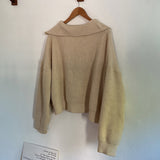 ハーフジップリブニット