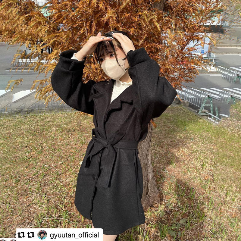 ウエストスリムフレアコート