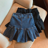 プリーツデニムミニスカート