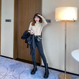 ハイネックリブライトトップス