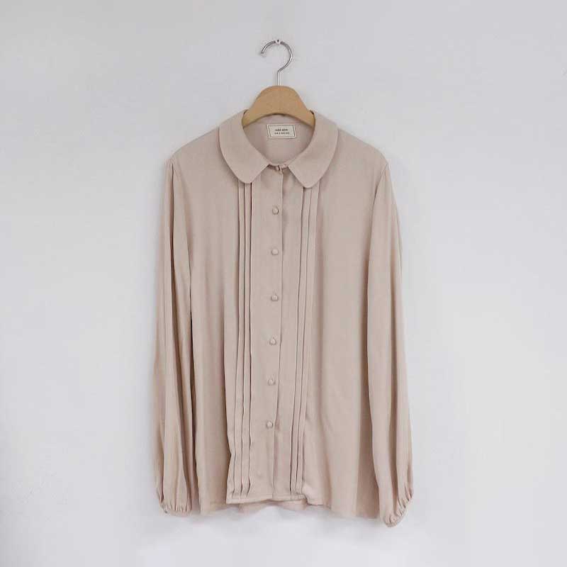 ロングパフブラウス&チェックワンピースSET