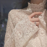 レースハイネックインナートップス