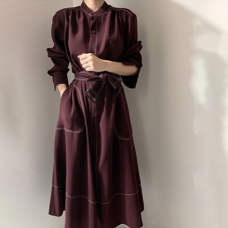 ウエストベルトデニムワンピース