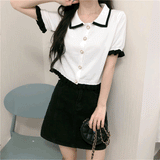 バイカラーショートフリルカーディガン