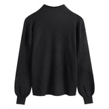 ハイネックシンプルリブトップス